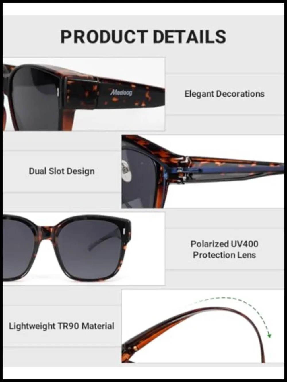 Fit Over Glasses Sunglasses - Polarized Square Shades for Driving